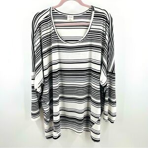 Soma Super Soft Black Stripe Dolman Sleeve Scoop Neck Pullover Rayon Spandex Top
